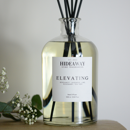 1 Litre Elevating Reed Diffuser to boost energy and focus - Hideaway Home Fragrances