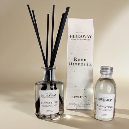Uplifting reed diffuser blend with lime, tea tree, and lavender – Hideaway Home Fragrances