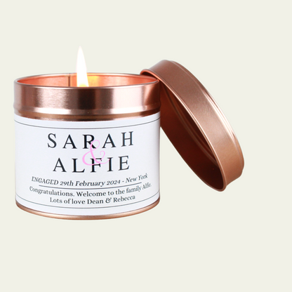Engagement Gift Personalised Candle - Hideaway Home Fragrances