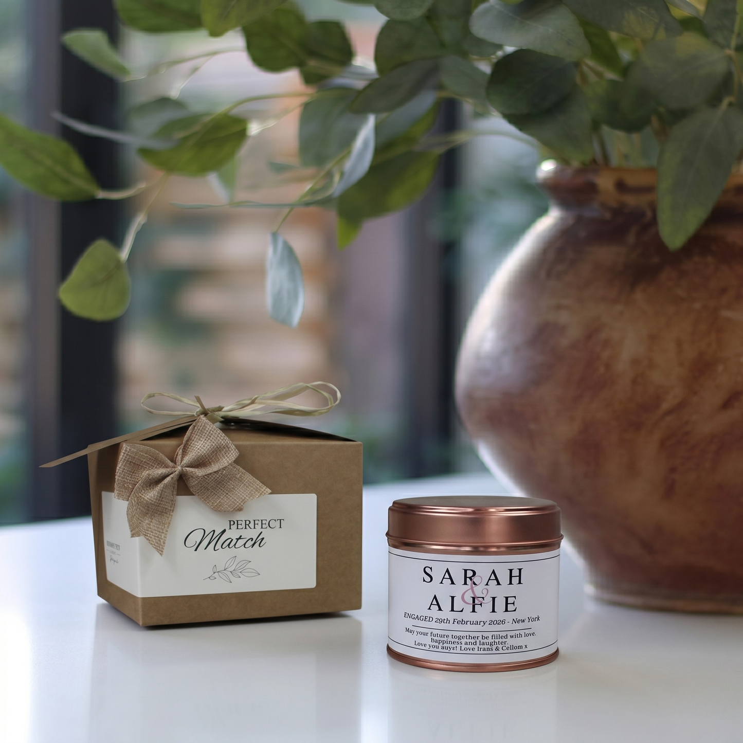 Custom map proposal location gift box featuring a personalised milestone candle and matching home fragrance diffuser by Hideaway Home Fragrances.