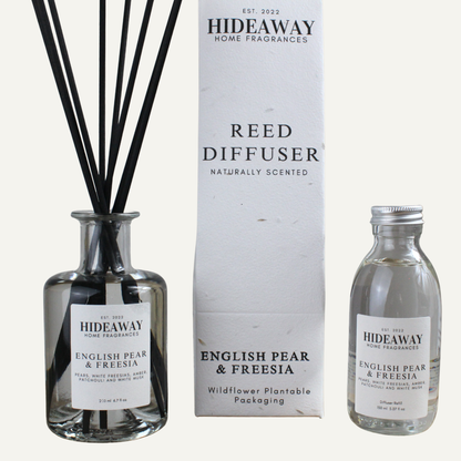 Elegant English Pear and Freesia Home Diffuser – Refined Floral and Fruity Fragrance with Soft Musk | Hideaway Home Fragrances