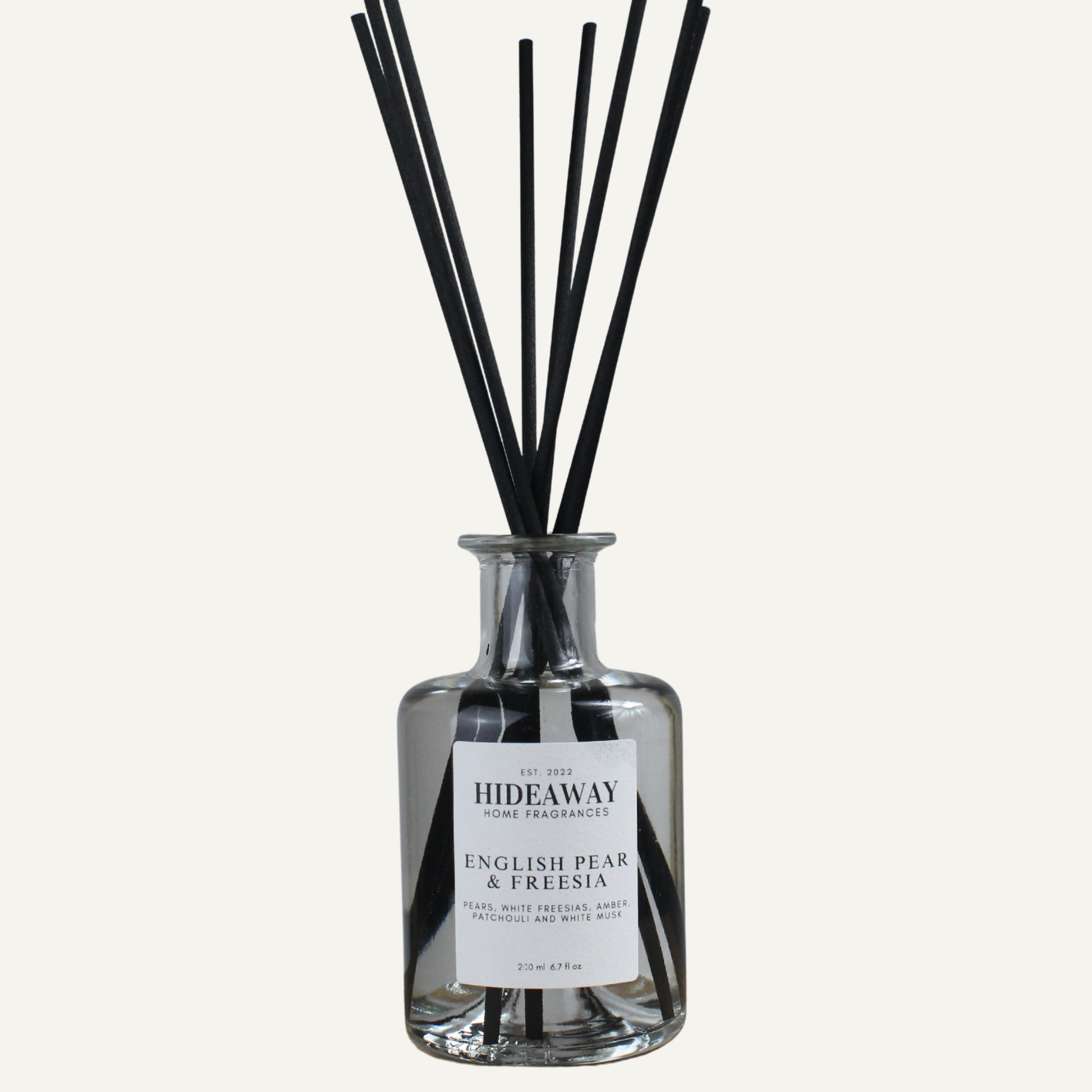 English Pear and Freesia Reed Diffuser – Fresh Elegant Refined Home Fragrance with Ripe Pears and White Freesia | Hideaway Home Fragrances