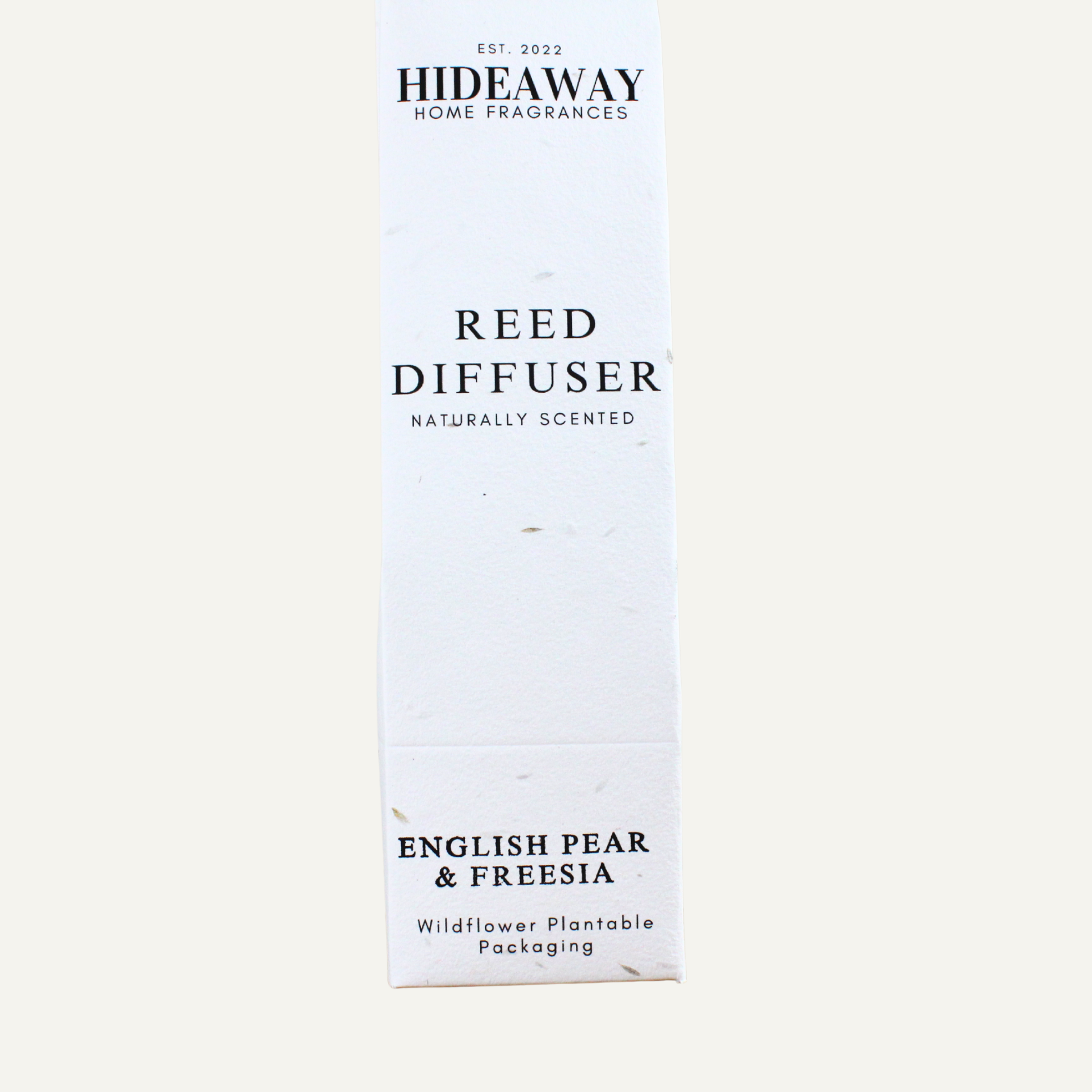 Refined English Pear and Freesia Reed Diffuser – Fresh Pear, Freesia, and Rose with Warm Patchouli Base | Hideaway Home Fragrances