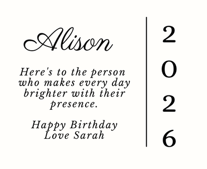 Close up of personalised birth year luxury reed diffuser birthday gift for men or women - Hideaway Home Fragrances