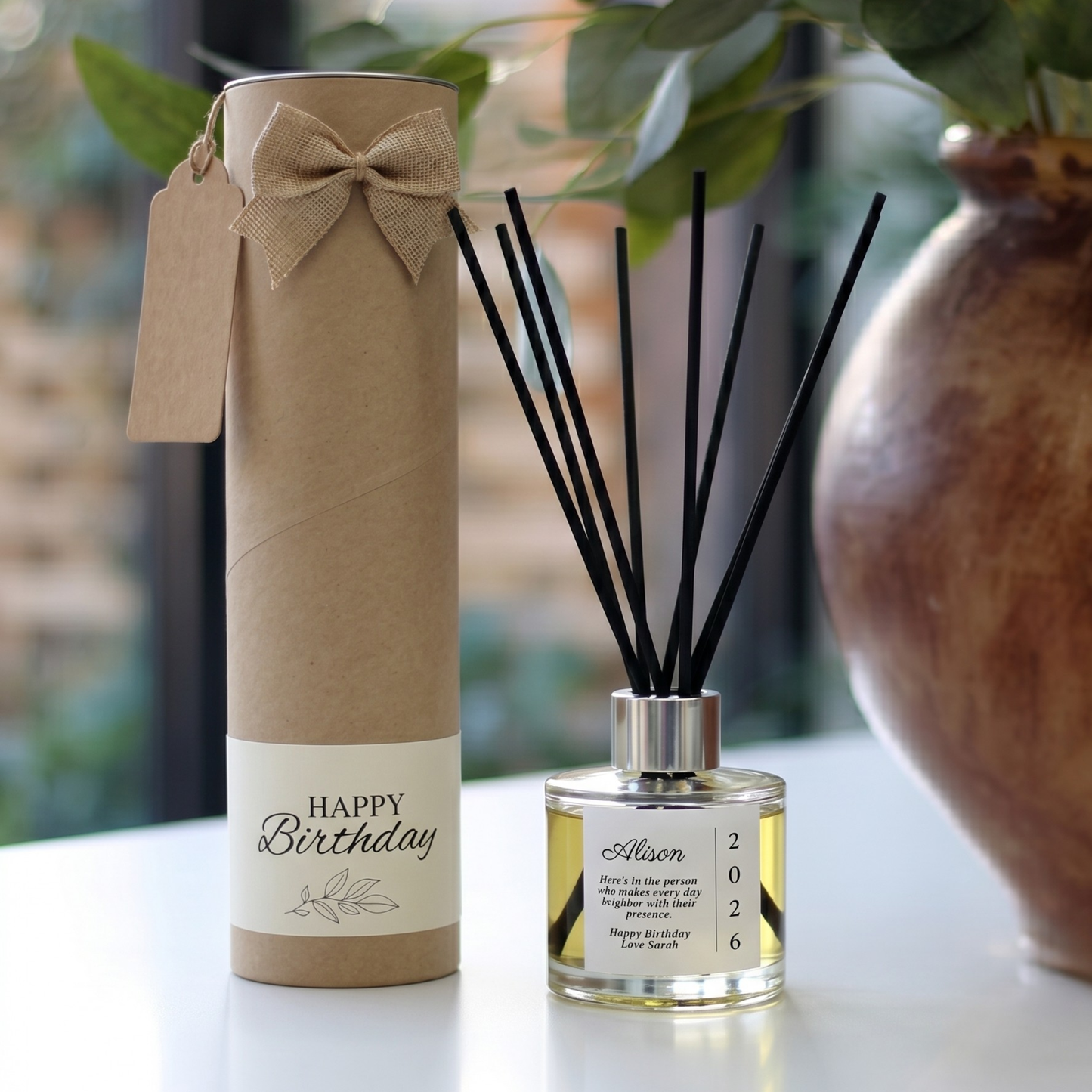 Personalised birth year birthday candle and reed diffuser keepsake gift set ready to give - Hideaway Home Fragrances