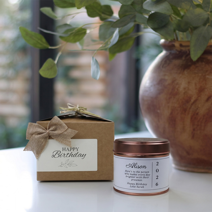 Custom special milestone birth year birthday candle gift with personalized date - Hideaway Home Fragrances
