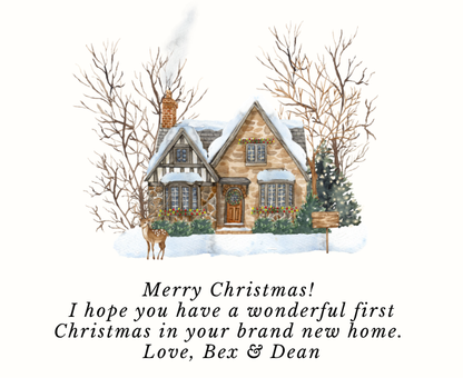 Close up of personalised cottage christmas luxury reed diffuser rustic festive theme holiday gift - Hideaway Home Fragrances