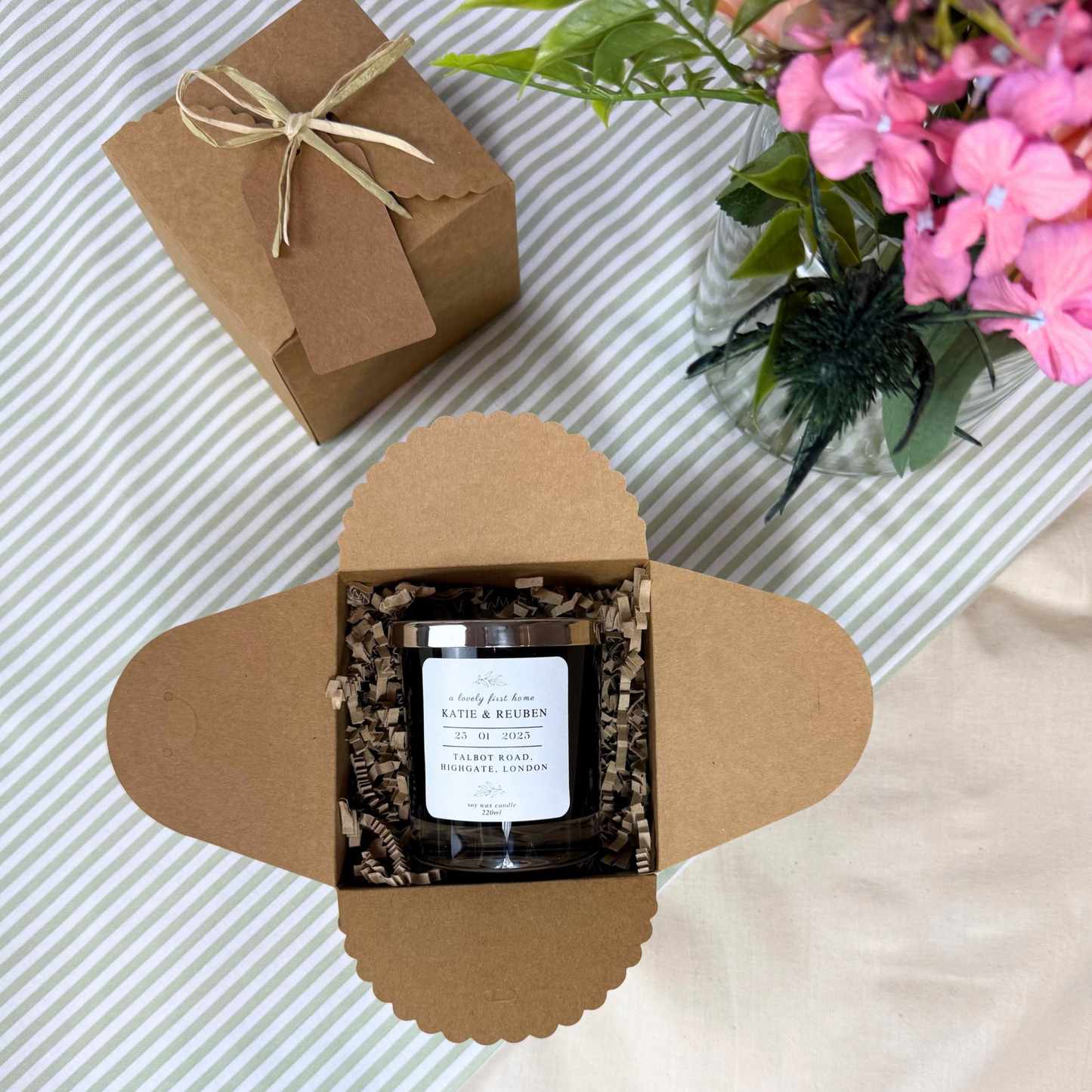 Luxury personalised candle gift to bring warmth and love to a first home – Hideaway Home Fragrances