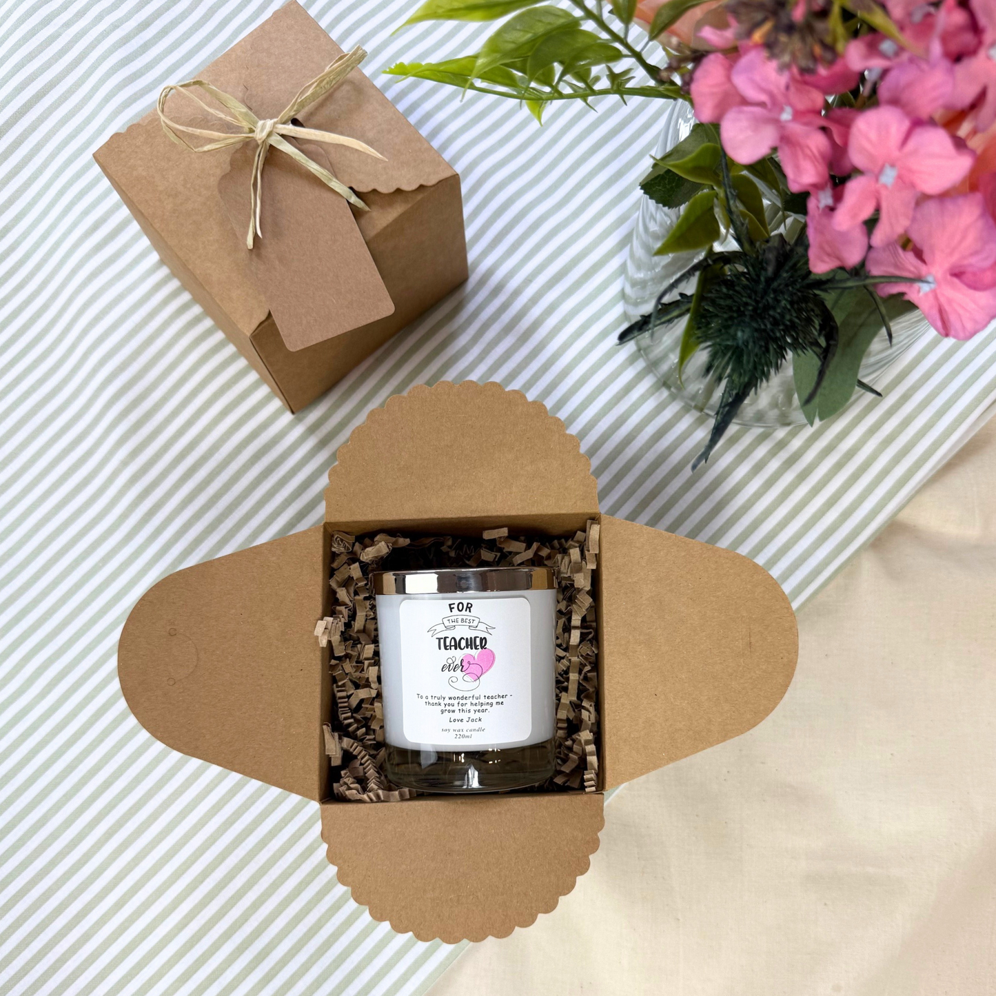 Teacher Gift Personalised Candle – Celebrate For the Best Teacher Ever by Hideaway Home Fragrances