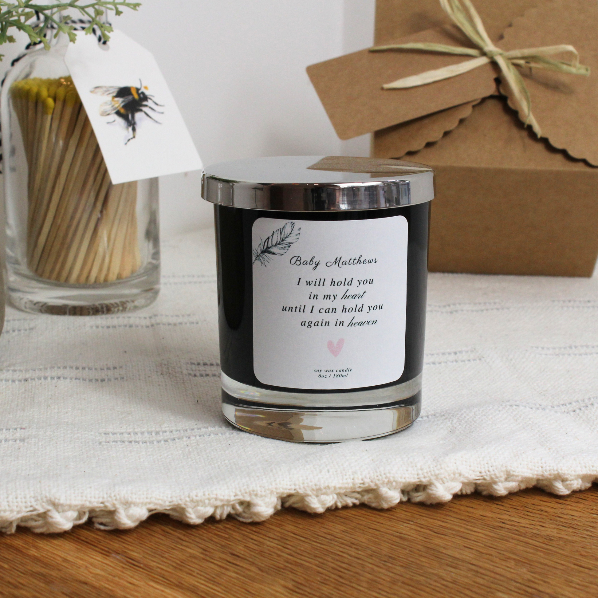 Elegant keepsake candle to honor and remember a precious little one – Hideaway Home Fragrances