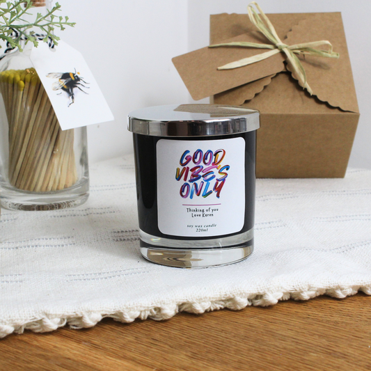 Good Vibes Only Personalised Candle to Spread Positivity and Joy – Hideaway Home Fragrances