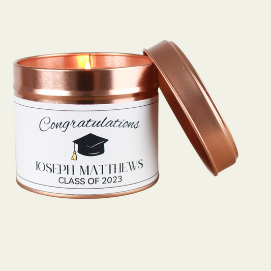 Graduation Gift Congratulations Personalised Candle - Hideaway Home Fragrances