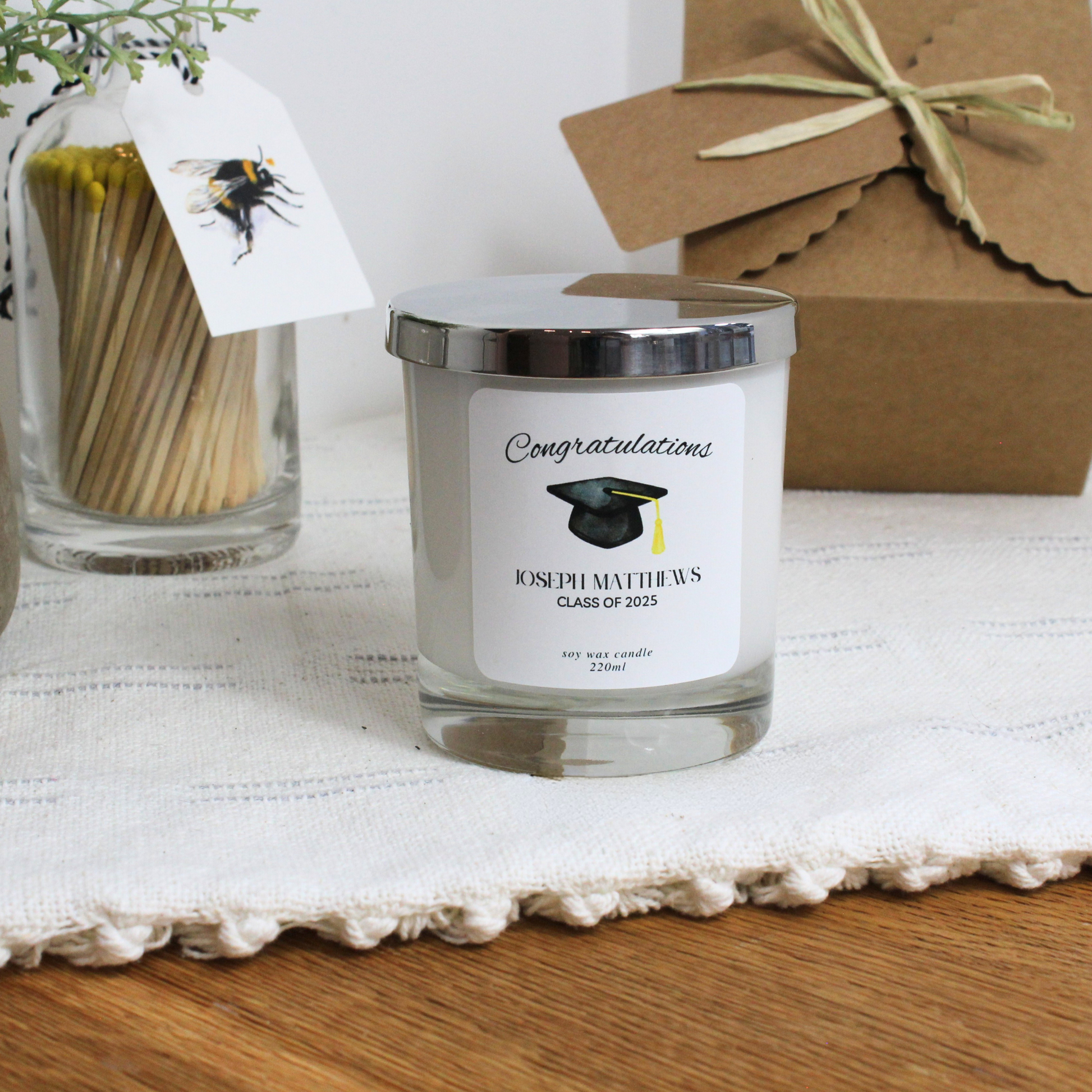 Luxury hand-poured scented candle for graduates to celebrate achievements – Hideaway Home Fragrances