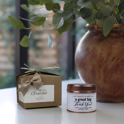 Ready-to-gift appreciation box containing a custom handmade soy candle and premium home fragrance diffuser – Hideaway Home Fragrances