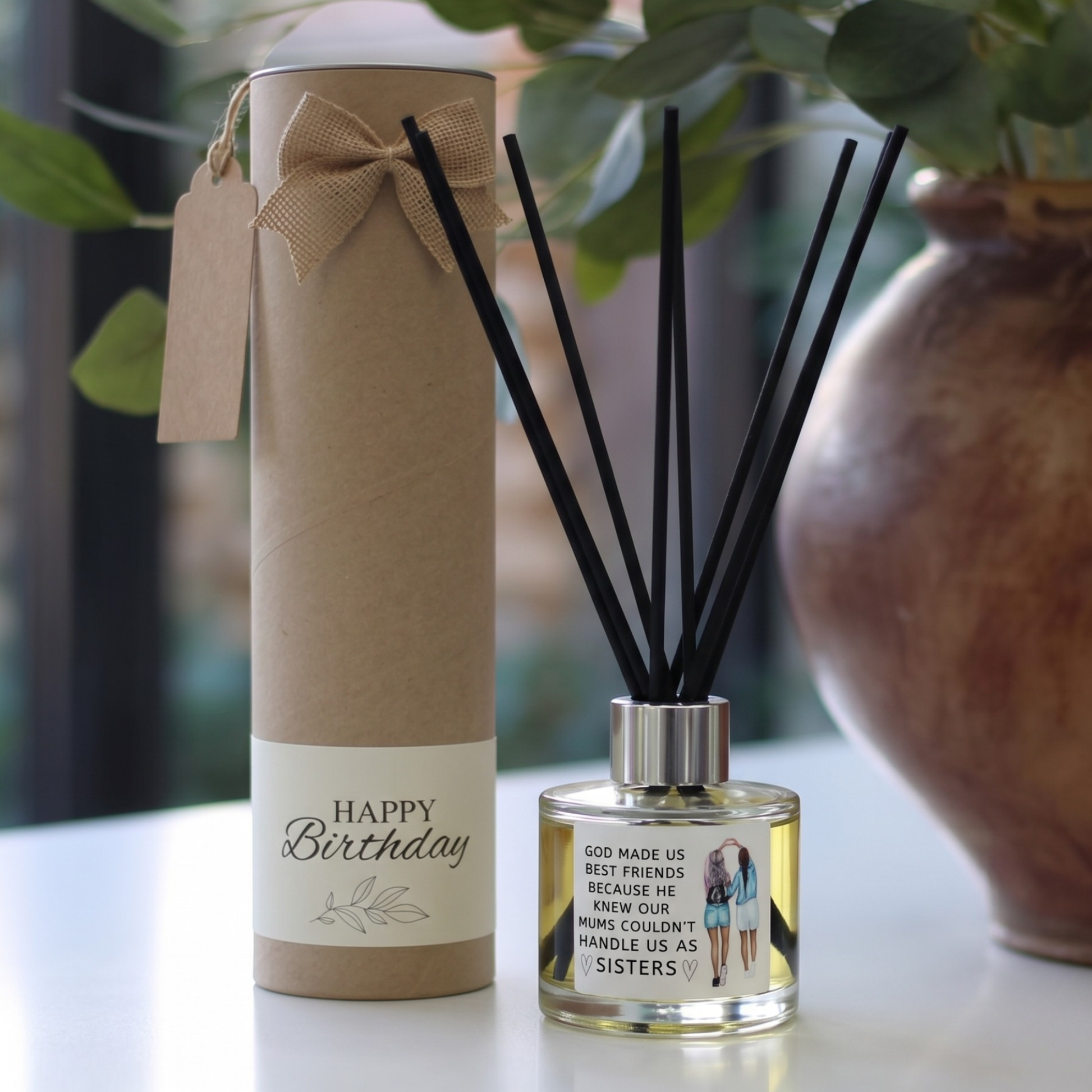 Funny best friend sister birthday candle and reed diffuser keepsake gift set ready to give - Hideaway Home Fragrances