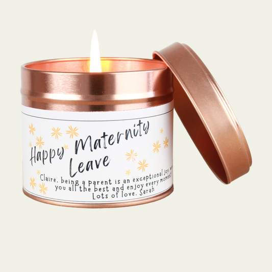 Happy Maternity Leave Personalised Candle Gifts - Hideaway Home Fragrances