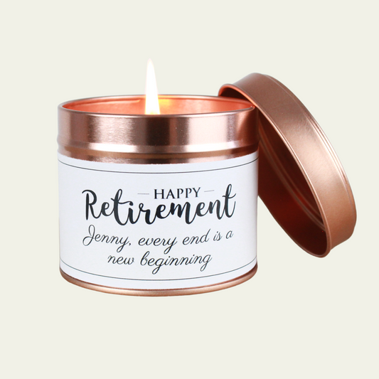 Happy Retirement New Beginning Candle Gift - Hideaway Home Fragrances