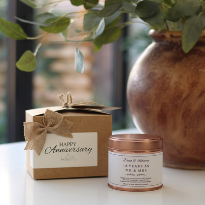 Custom keepsake gift box with personalised love heart date candle and matching diffuser - Hideaway Home Fragrances