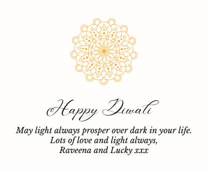 Close up of happy diwali personalised luxury reed diffuser elegant deepavali spiritual home decor gift - Hideaway Home Fragrances
