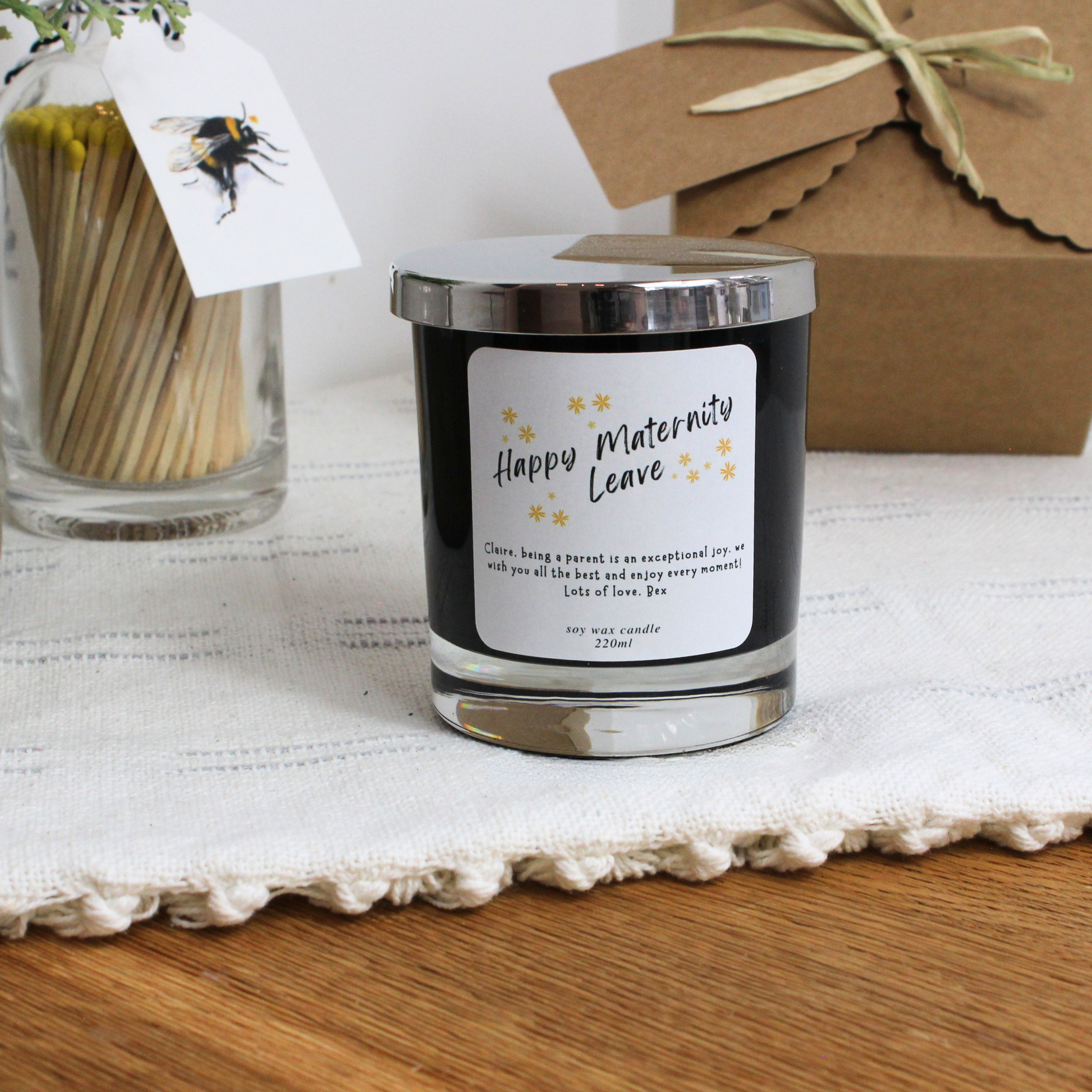 Elegant keepsake candle to celebrate and support a mum on maternity leave – Hideaway Home Fragrances
