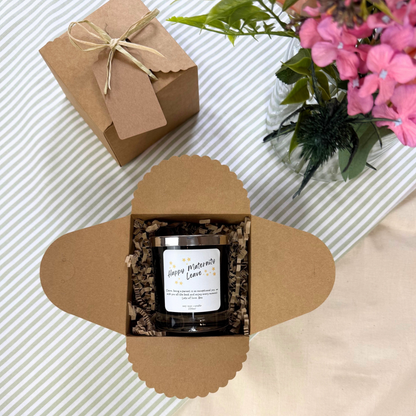 Beautiful maternity leave candle with custom message, perfect for expecting mums – Hideaway Home Fragrances