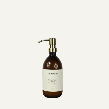 Statement amber glass hand wash for guest bathroom or morning shower