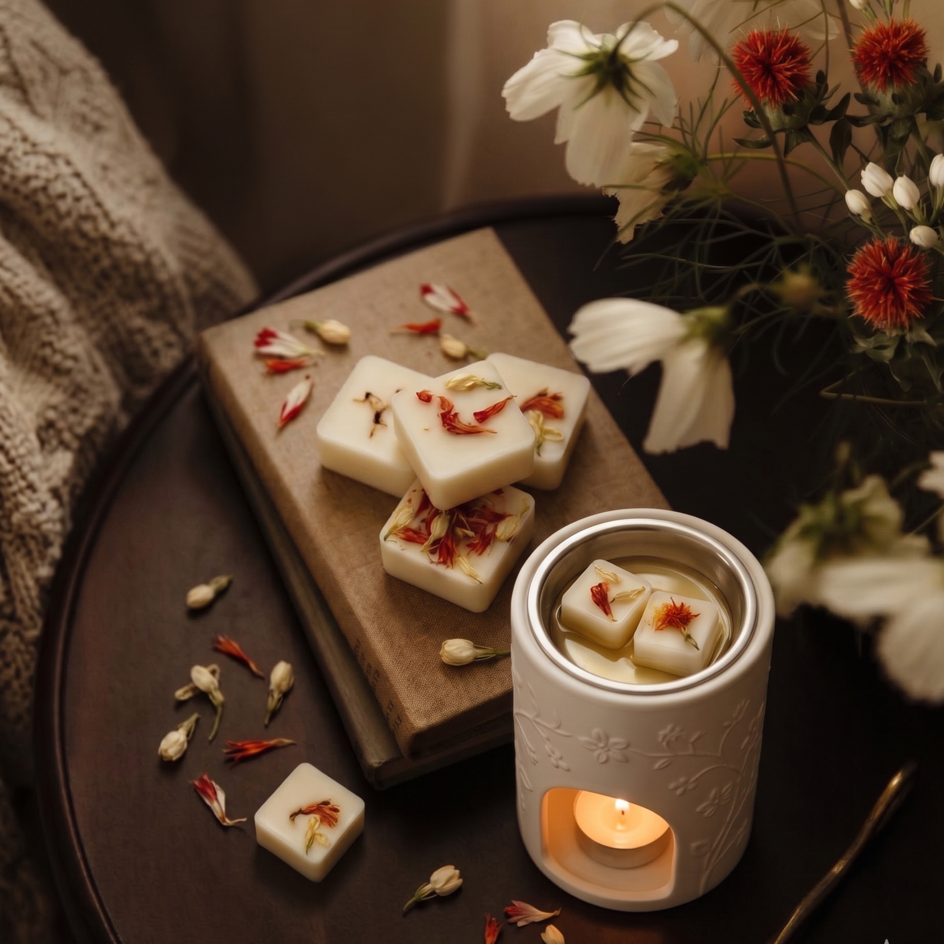 Heritage Noir botanical soy wax melts displayed in elegant dark packaging - Hideaway Home Fragrances