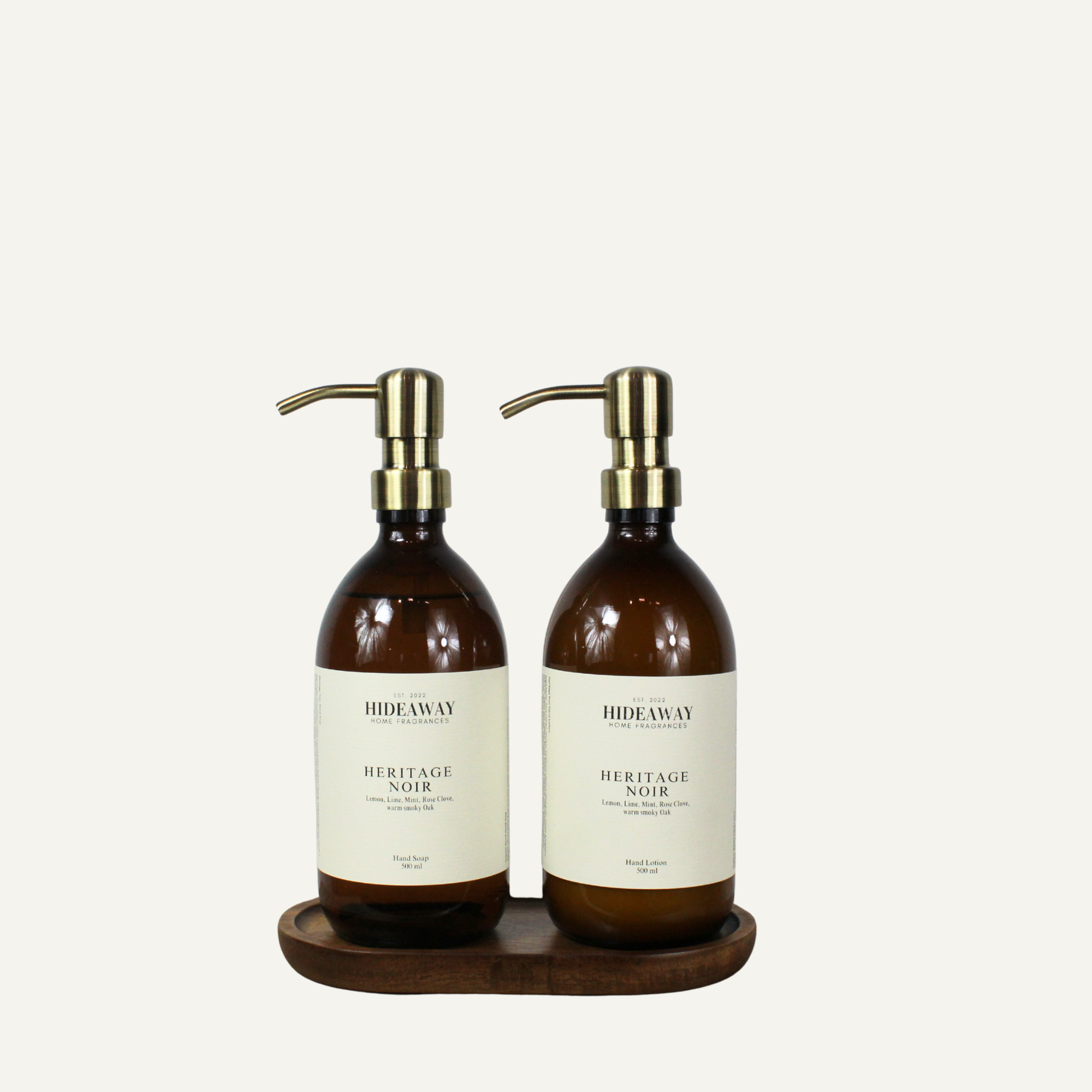500ml Heritage Noir hand and body wash with customizable metal pump