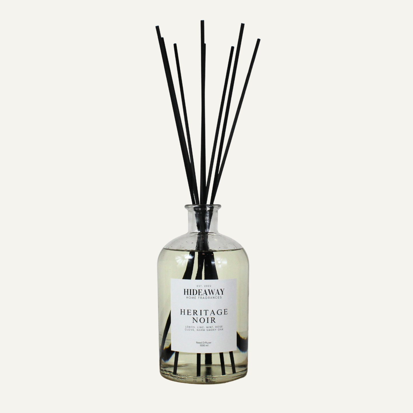 Masculine grand scale reed diffuser for large interiors with leather, citrus and aged oak notes