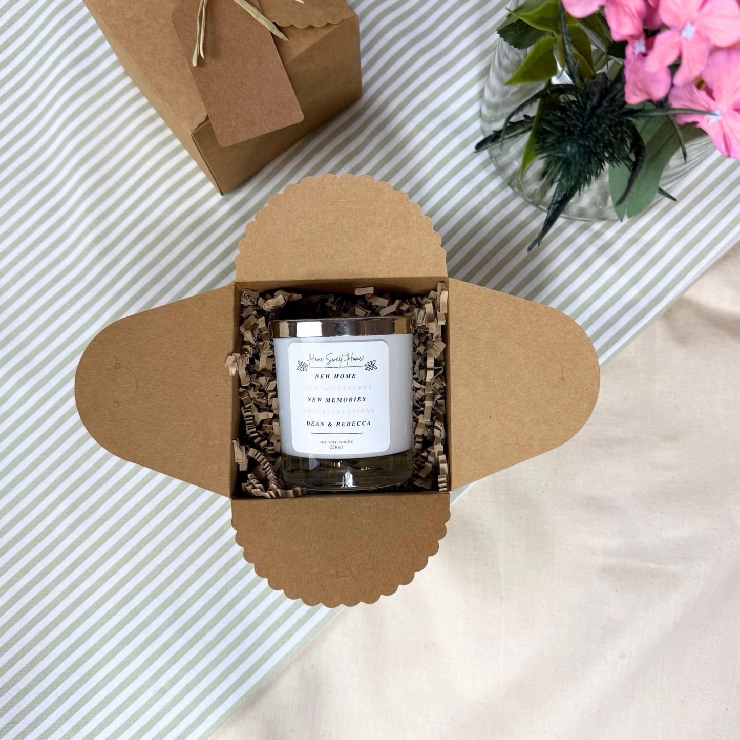 Luxury candle gift to mark a new home milestone with custom message – Hideaway Home Fragrances