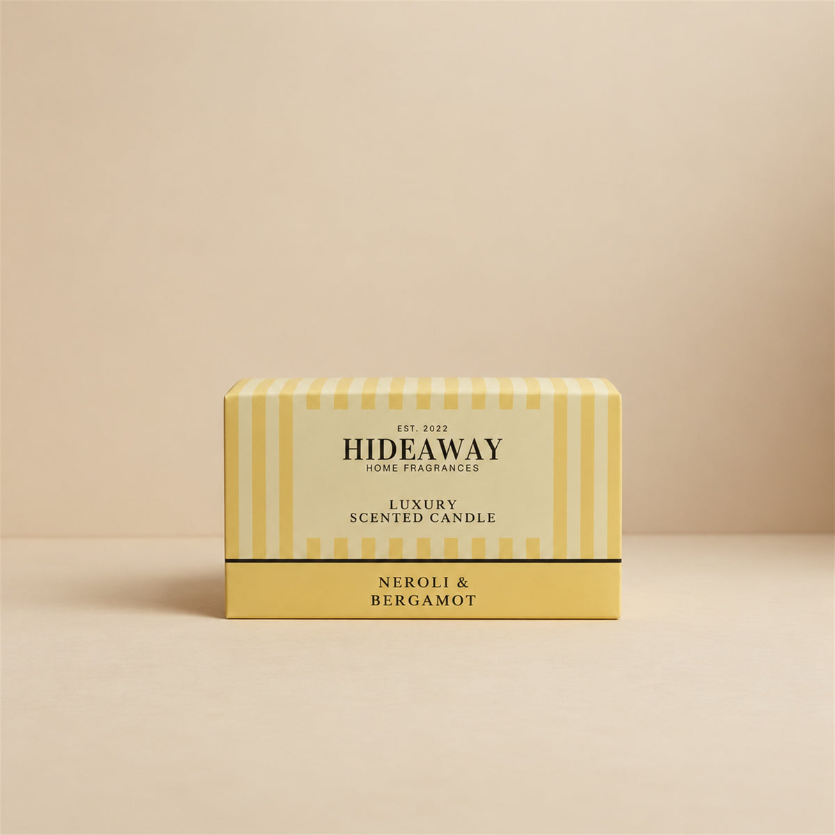 Luxury Hideaway Home Fragrances Neroli and Bergamot 3 wick candle with notes of ylang ylang, orange flower, patchouli, and incense