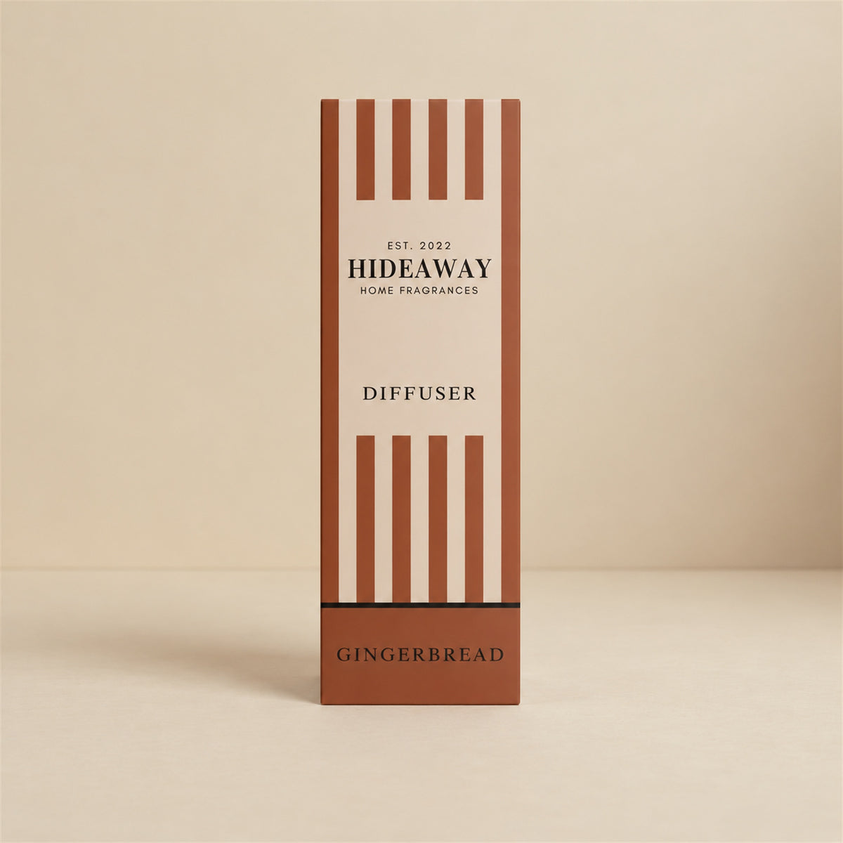 Warm spice and gingerbread reed diffuser by Hideaway Home Fragrances for cosy holiday home scenting