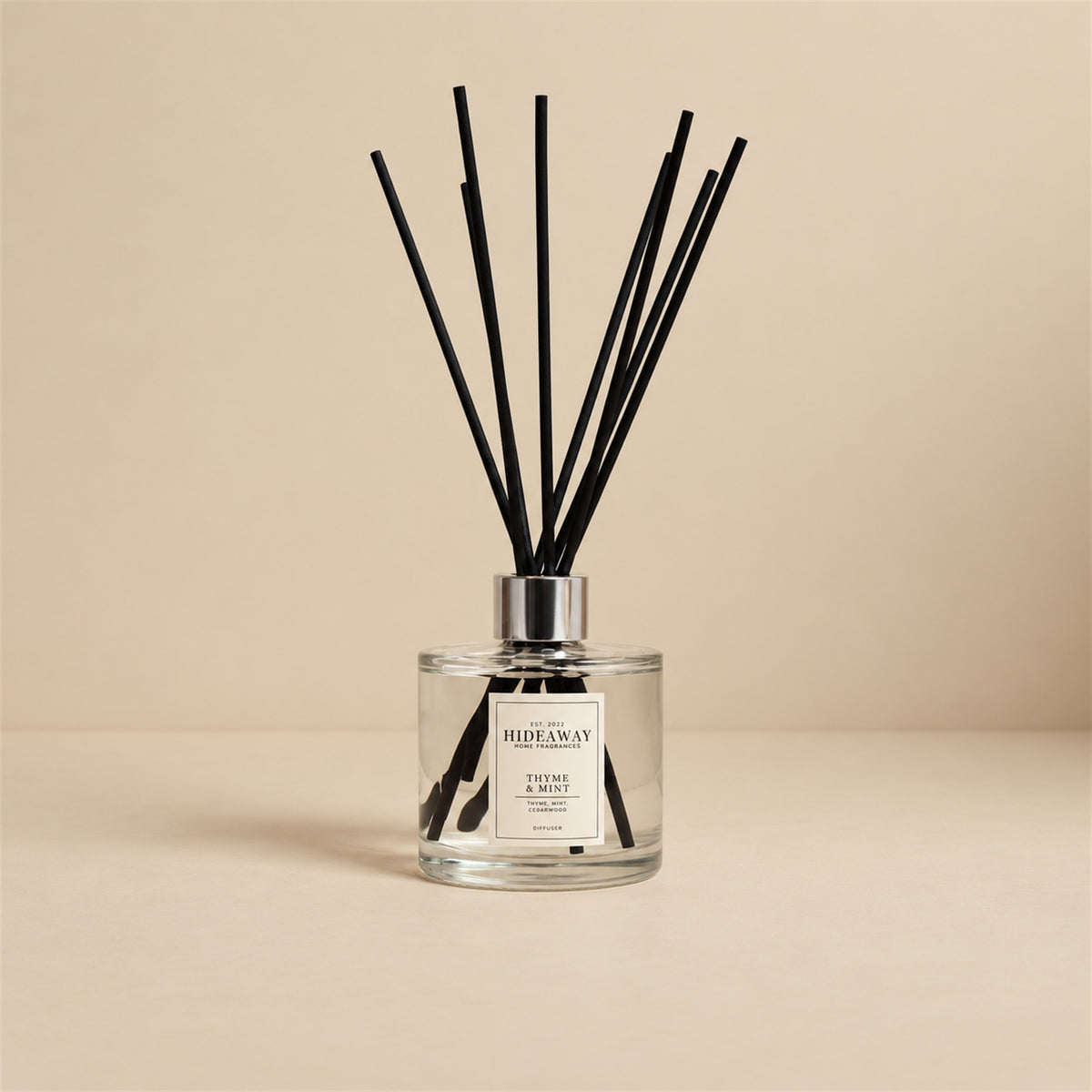 Uplifting fresh thyme and mint reed diffuser by Hideaway Home Fragrances for kitchen and home office scenting