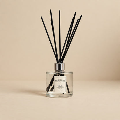Uplifting fresh thyme and mint reed diffuser by Hideaway Home Fragrances for kitchen and home office scenting