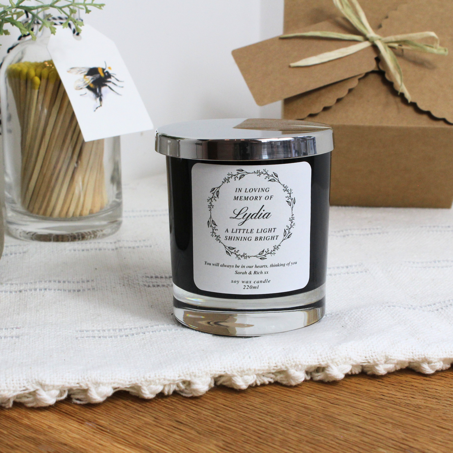 Elegant remembrance candle to honour and celebrate a loved one’s memory – Hideaway Home Fragrances