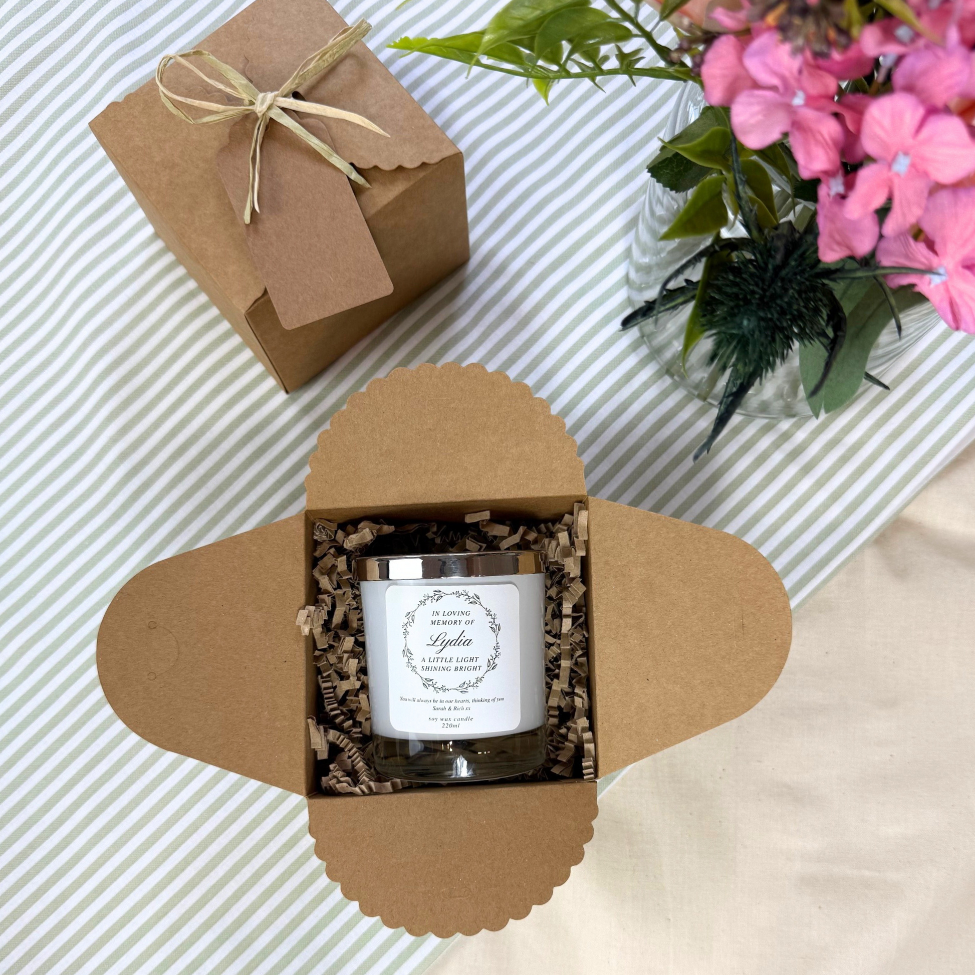 Thoughtful personalised candle keepsake with heartfelt tribute message – Hideaway Home Fragrances