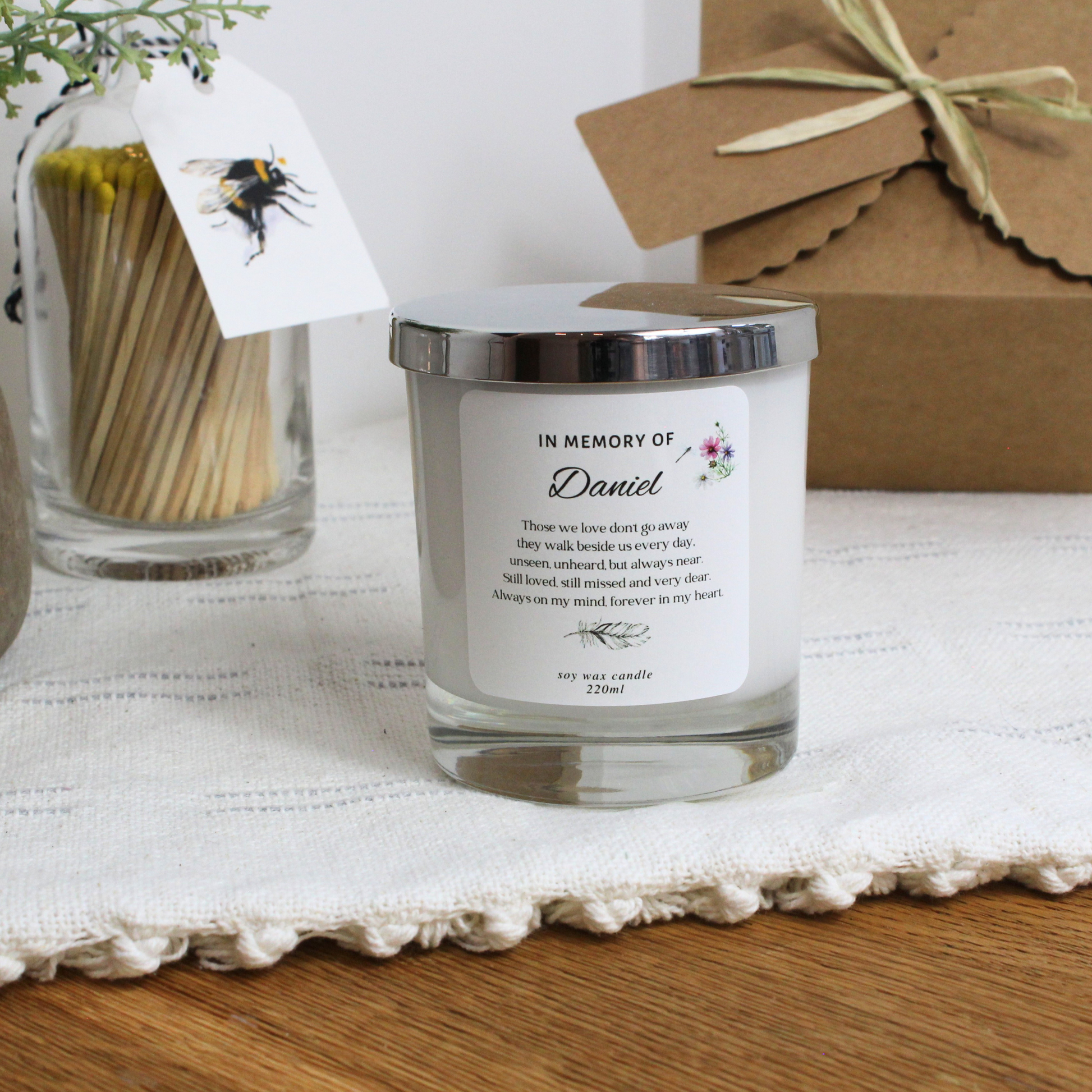 Elegant remembrance candle to honour and celebrate a loved one – Hideaway Home Fragrances
