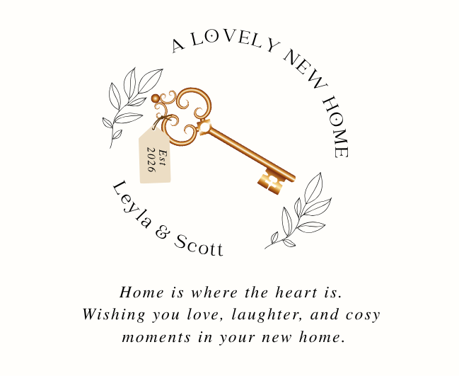Luxury personalized new homeowner milestone gift set with a sentimental key to your new home candle and reed diffuser, elegantly boxed by Hideaway Home Fragrances.