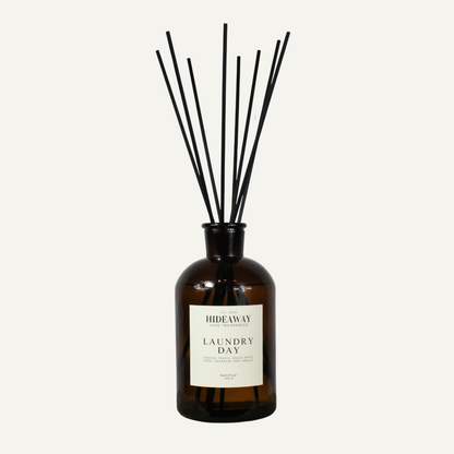 Extra large reed diffuser home fragrance, fresh laundry scent with orange, green apple and soft floral notes