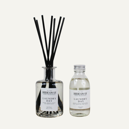 Laundry Day home fragrance diffuser and refill, clean fruity floral aroma with vanilla base notes
