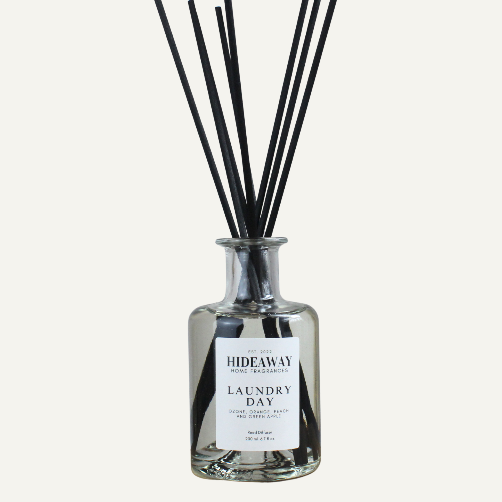 Laundry Day Reed Diffuser – Fresh Crisp Comforting Home Fragrance with Orange, Peach, and Green Apple | Hideaway Home Fragrances