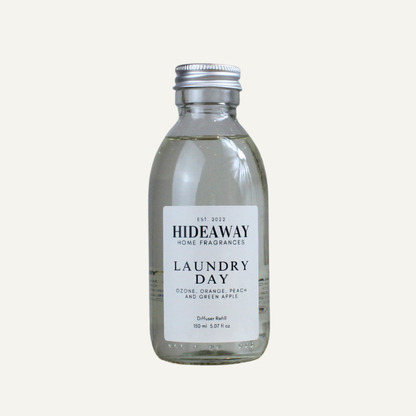Luxury Laundry Day Diffuser Refill – Fresh Crisp Comforting Scent with Rose, Geranium, and Patchouli | Hideaway Home Fragrances