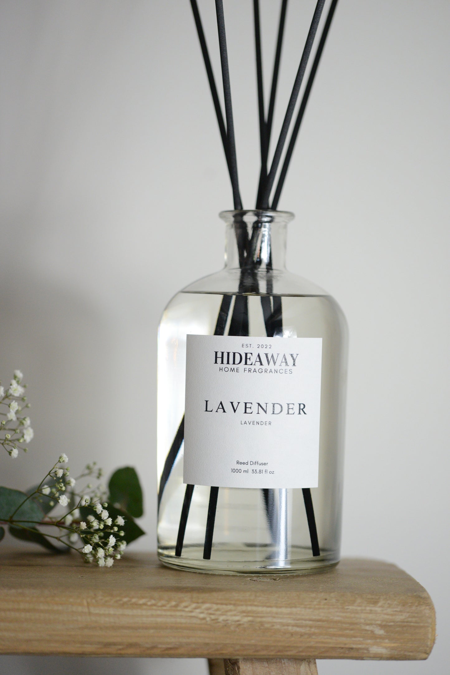 Large Lavender Reed Diffuser for a soothing, peaceful atmosphere - Hideaway Home Fragrances