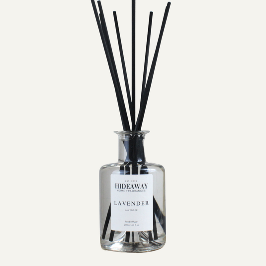 Lavender Reed Diffuser – Soothing Restorative Elegant Home Fragrance with Authentic English Lavender | Hideaway Home Fragrances