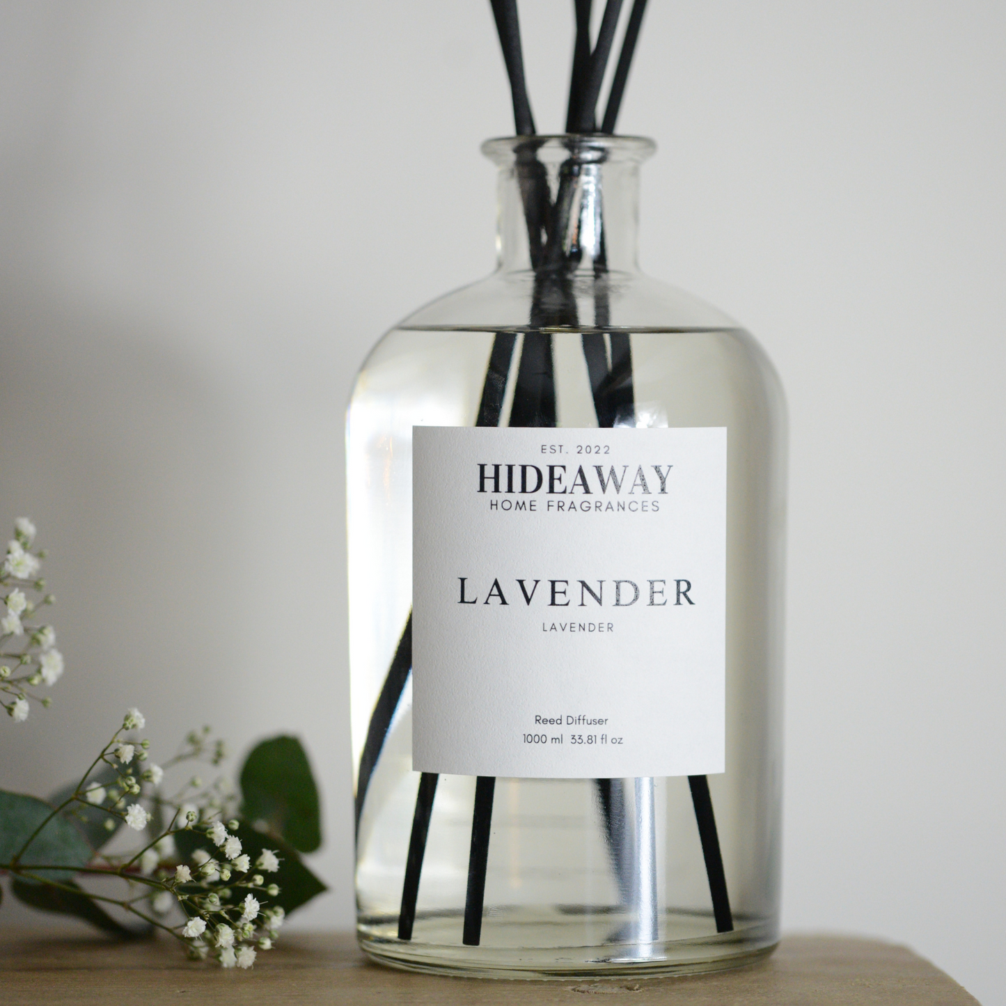 1 Litre Lavender Reed Diffuser to promote relaxation and calm - Hideaway Home Fragrances