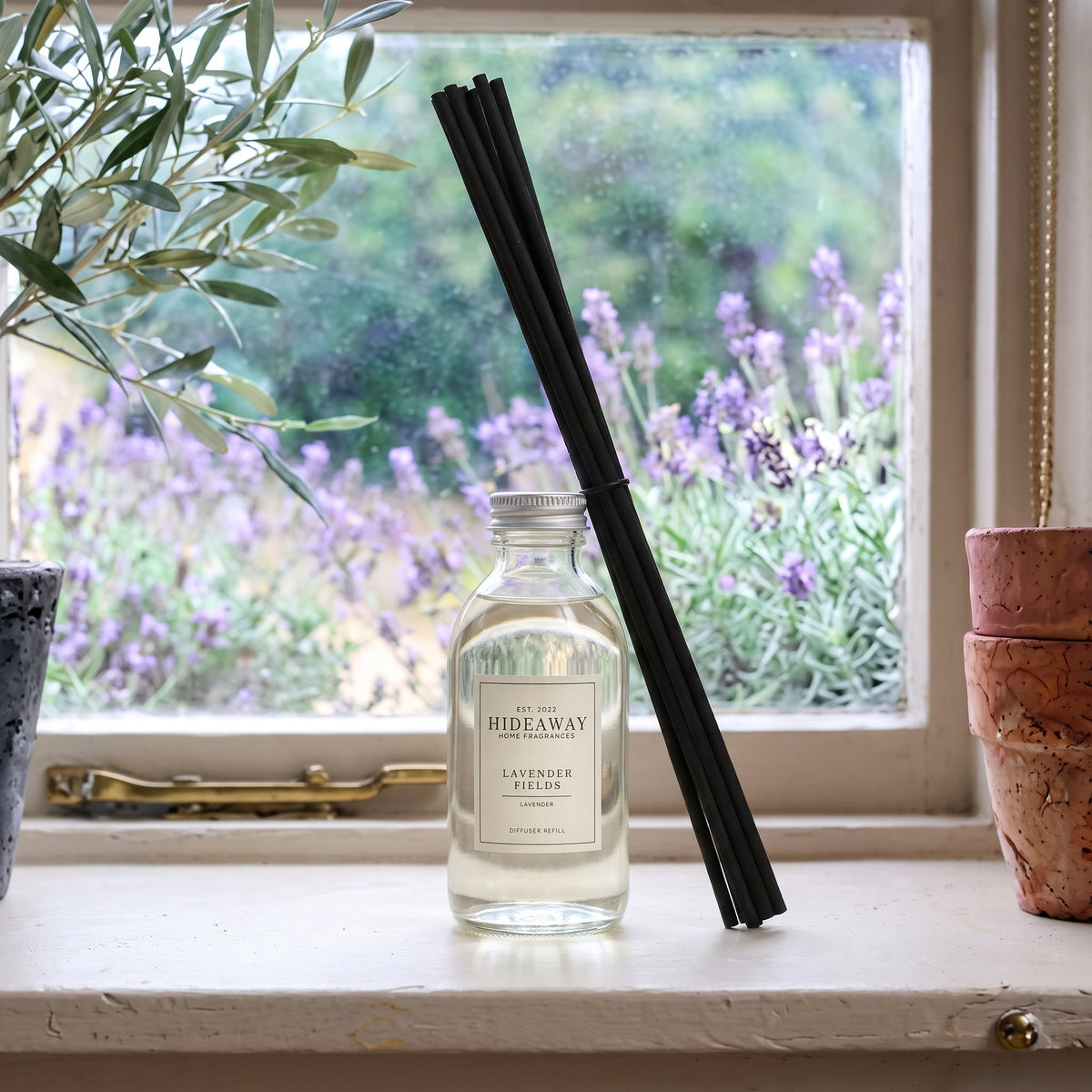 Pure lavender fields diffuser oil refill by Hideaway Home Fragrances for soothing floral home scenting