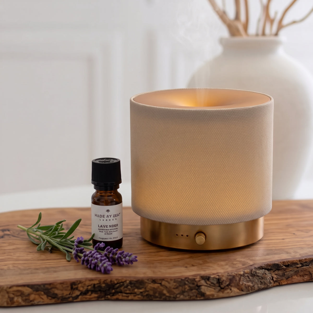Pure botanical fragrance note graphic for Hideaway Home Fragrances lavender fields fragrance oil featuring calming English lavender blooms.