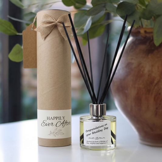 Personalised "Lifetime of Love" wedding day gift set featuring a luxury scented candle and matching reed diffuser – Hideaway Home Fragrances