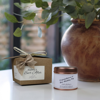 Ready-to-gift Lifetime Of Love Wedding Day Candle & Reed Diffuser Gift box for newlyweds containing a custom handmade soy candle and premium home diffuser – Hideaway Home Fragrances