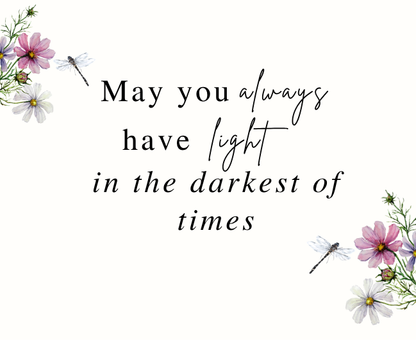 Luxury personalized bereavement condolence gift set with a sentimental "light in dark times" tribute candle and reed diffuser, elegantly boxed by Hideaway Home Fragrances.